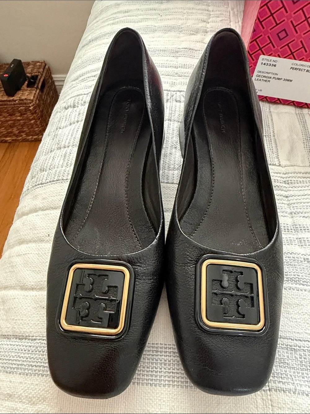 Tory Burch Black Leather Georgia Pump, size 11